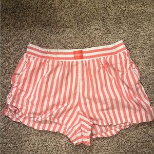 Joyspun Women's Coral and White Striped Sleep Shorts